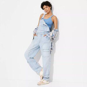NWT Women's Baggy Denim Overalls - Wild Fable Light Wash